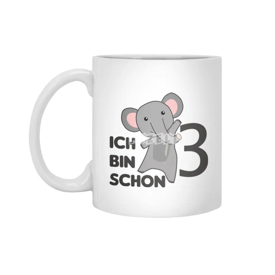 Elephant Three Years Old Birthday child Beyaz Kupa