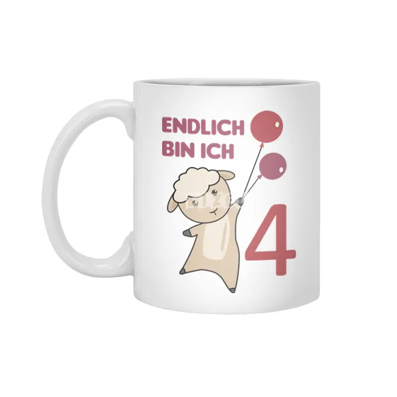 Sheep 4th Birthday For Kids 4 Years Old Red Beyaz Kupa