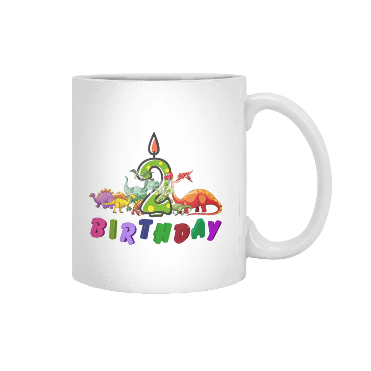 2nd Birthday Dinosaur two years old Dino Gift Boy Beyaz Kupa