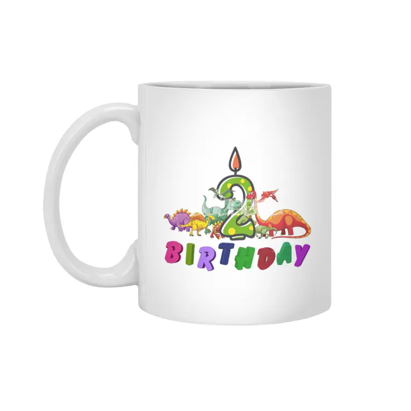 2nd Birthday Dinosaur two years old Dino Gift Boy Beyaz Kupa