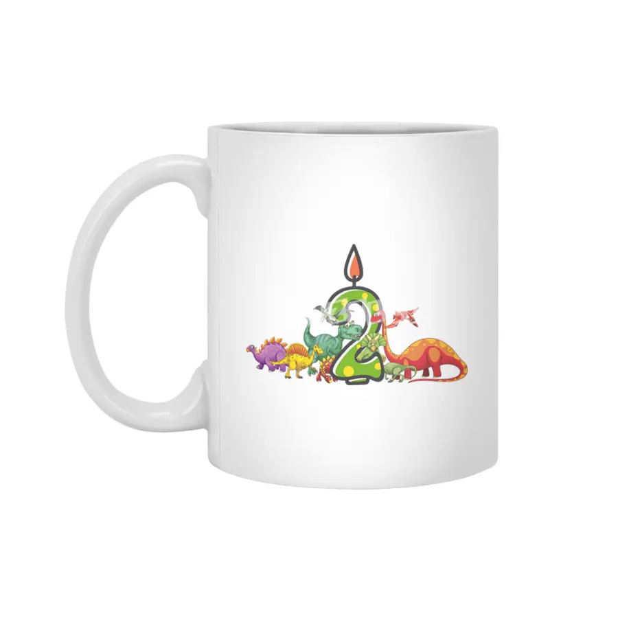 2nd Birthday Dinosaur two years old Dino Gift Boy Beyaz Kupa