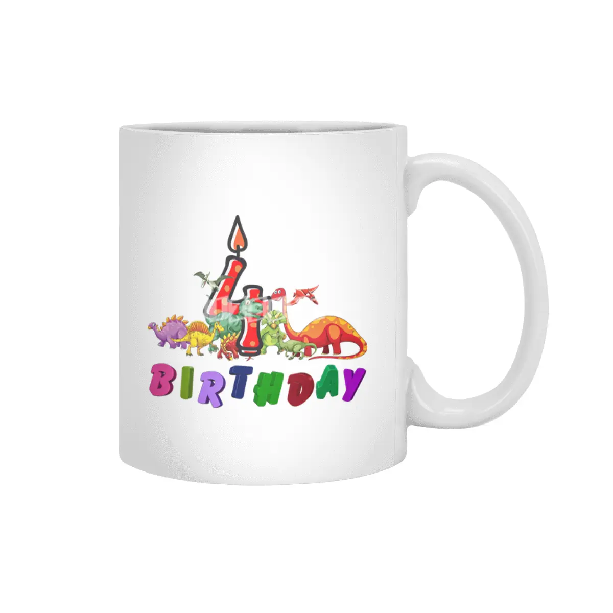4th Birthday Dinosaur Dino Gift Boy four years old Beyaz Kupa