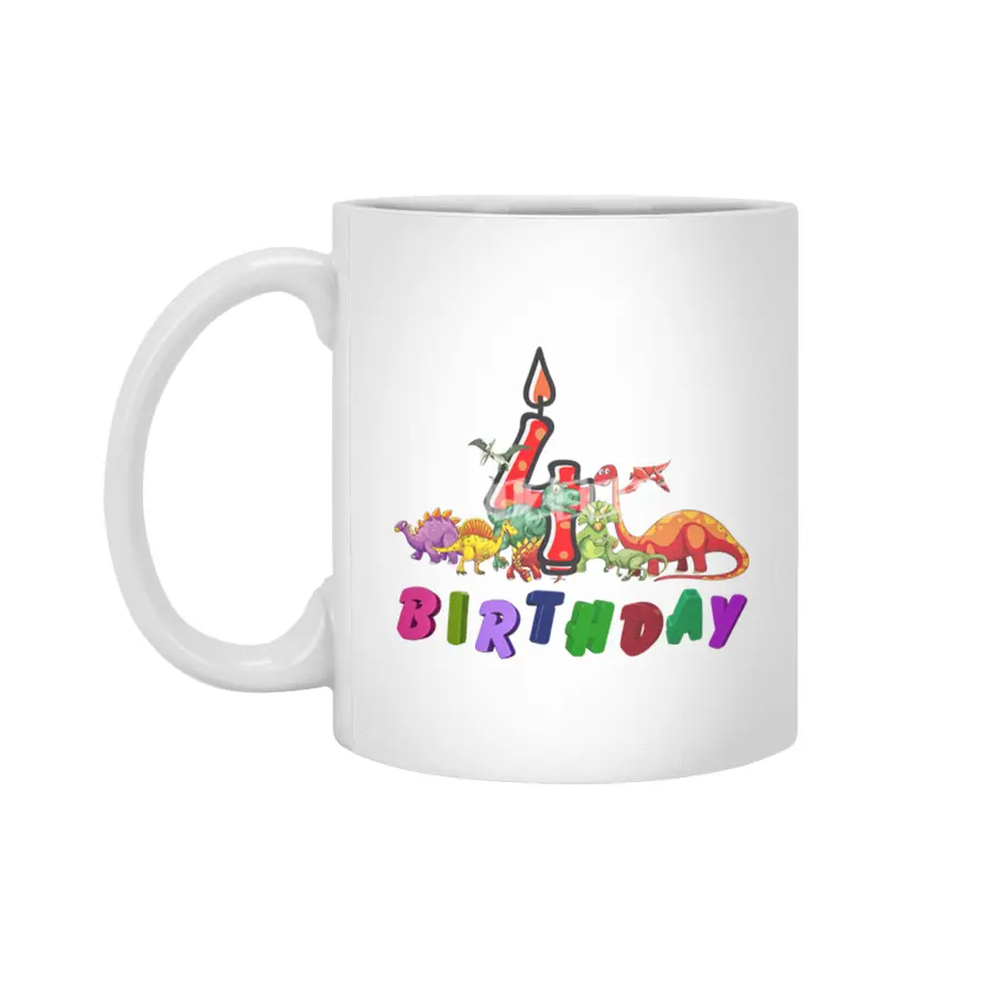 4th Birthday Dinosaur Dino Gift Boy four years old Beyaz Kupa