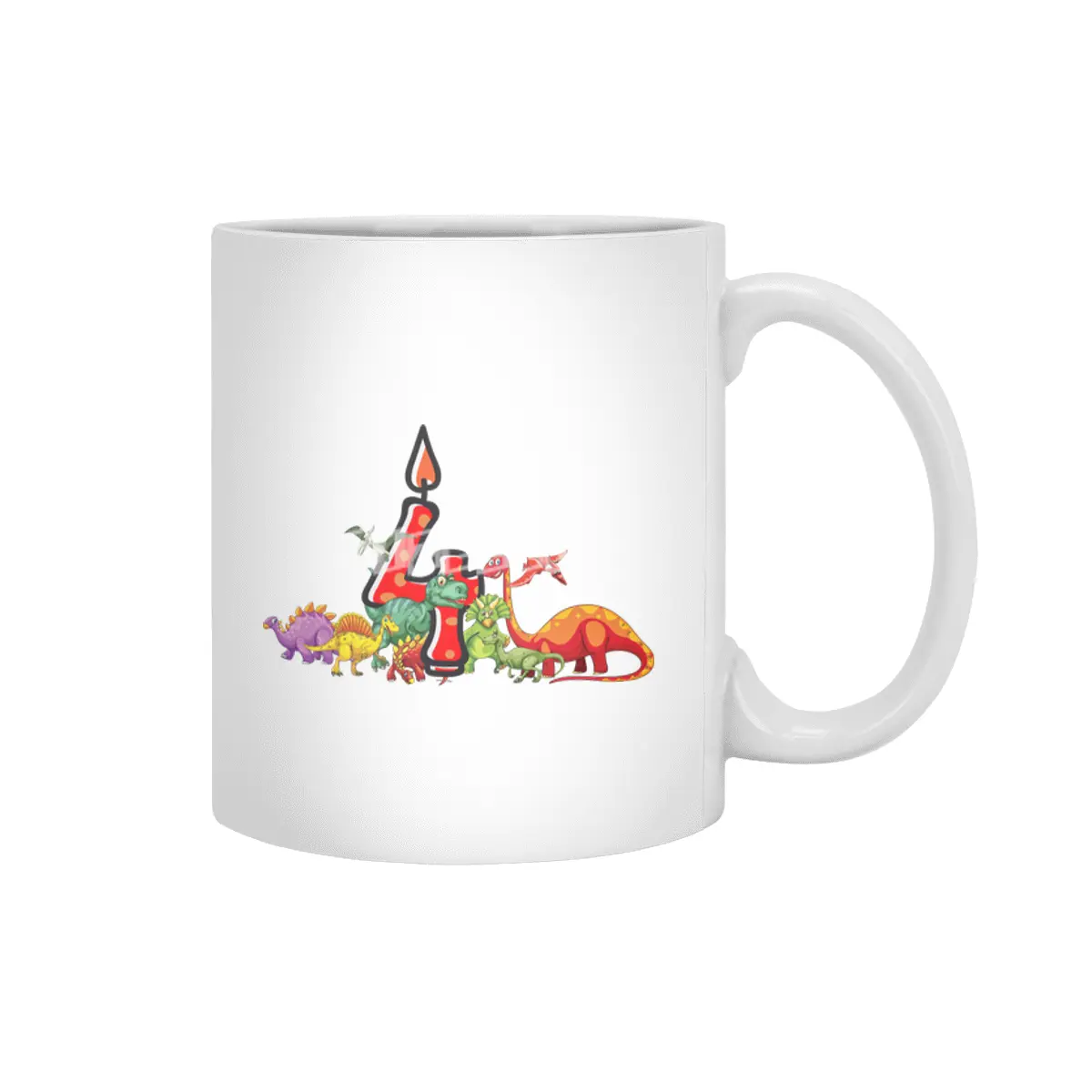4th Birthday Dinosaur Dino Gift Boy four years old Beyaz Kupa