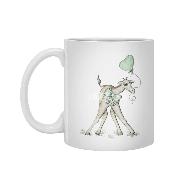 Baby Giraffe with Balloon - for Babies and Kids Beyaz Kupa
