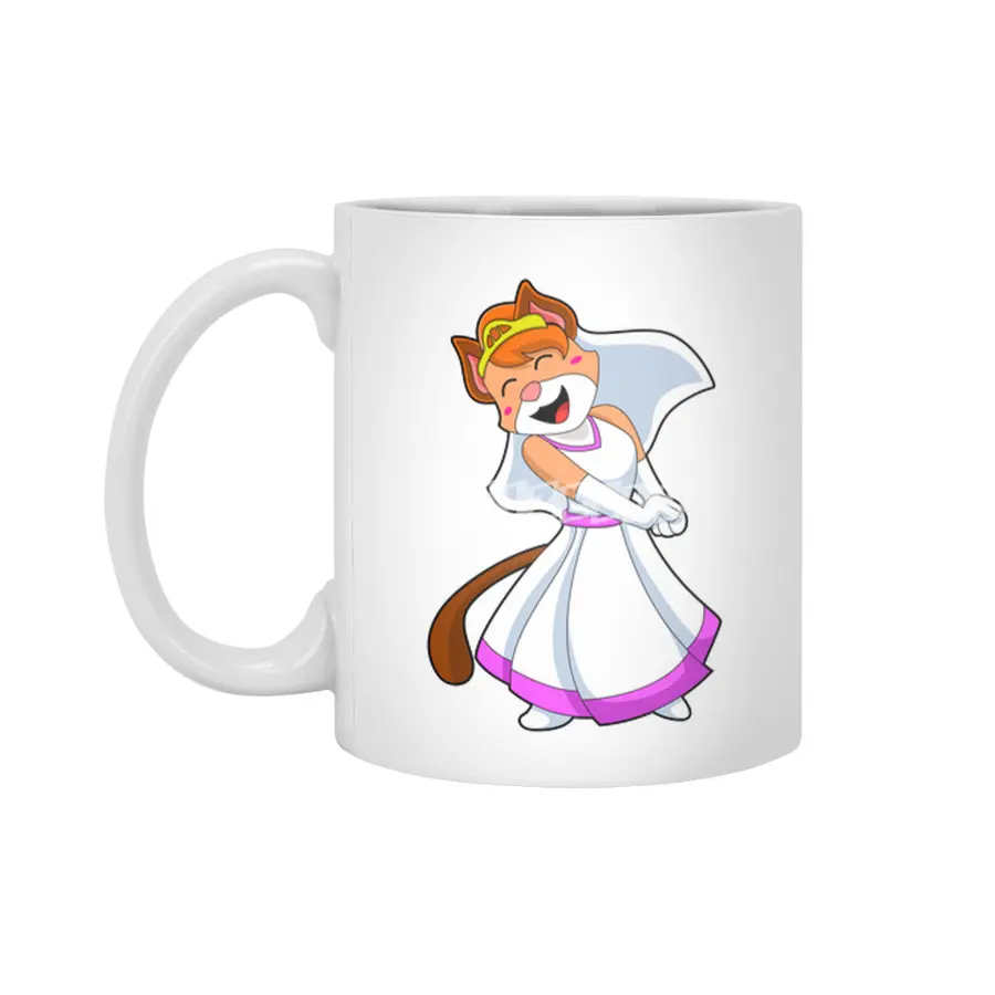 Cat as Bride with Wedding dress & Crown Beyaz Kupa