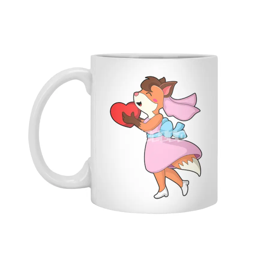Fox as Bride with Dress & Heart Beyaz Kupa