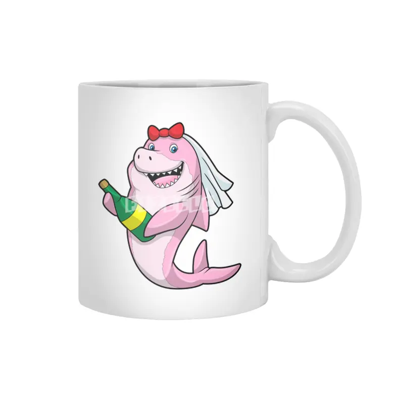 Shark as Bride with Veil & Sparkling wine Beyaz Kupa