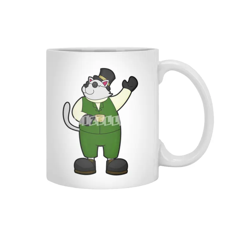 Cat as Groom with Coffee & Hat Beyaz Kupa