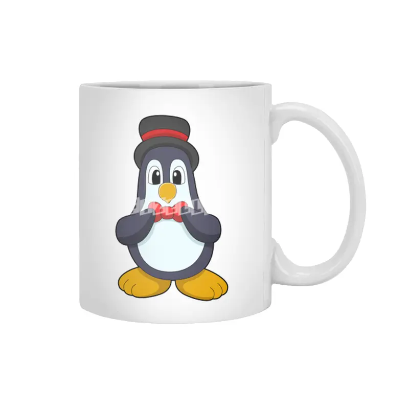 Penguin as Groom with Ribbon & Hat Beyaz Kupa