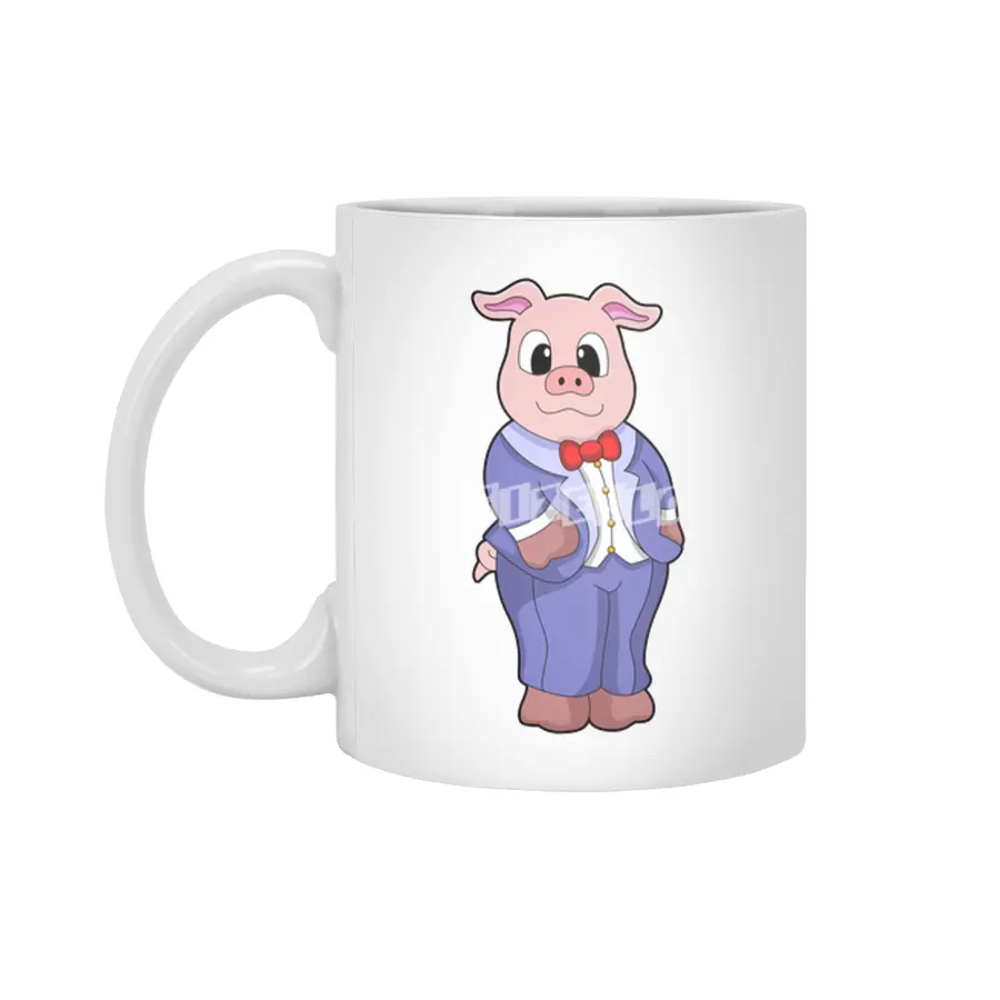 Pig as Groom with Suit Beyaz Kupa