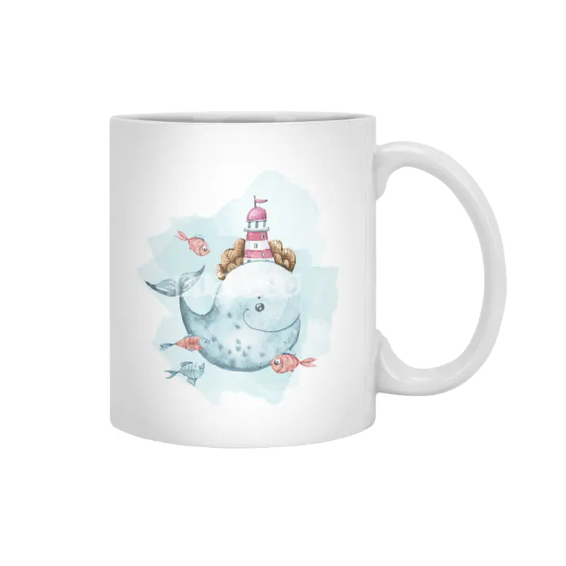 A cute whale watercolor illustration Beyaz Kupa
