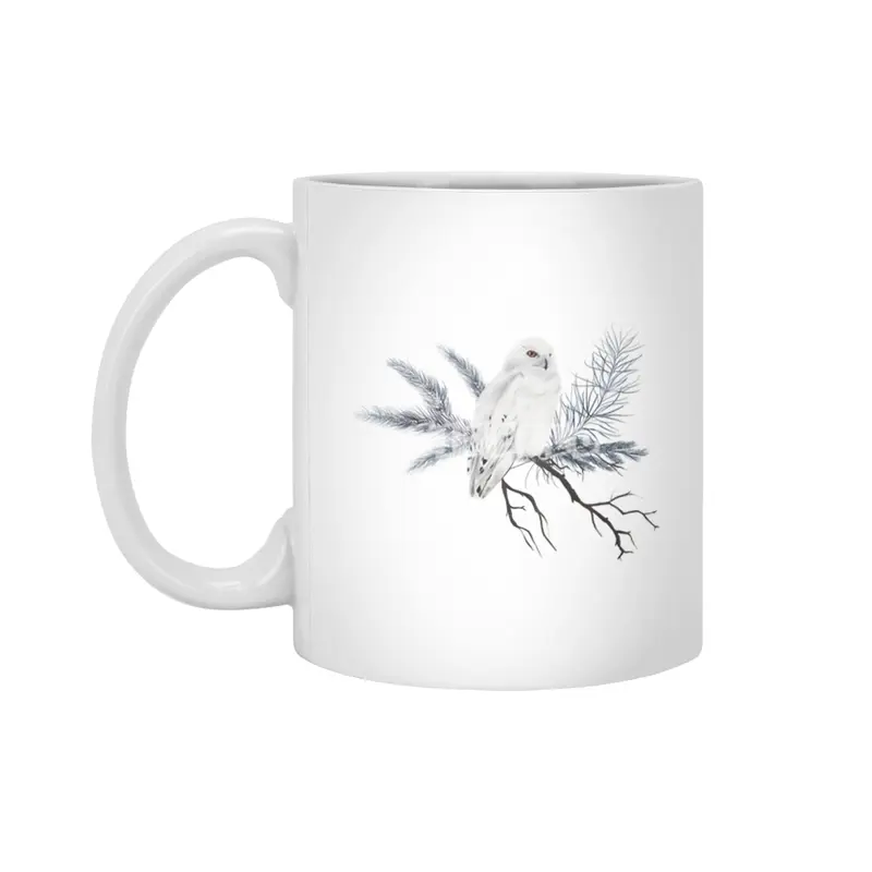 An illustration of a winter white owl Beyaz Kupa