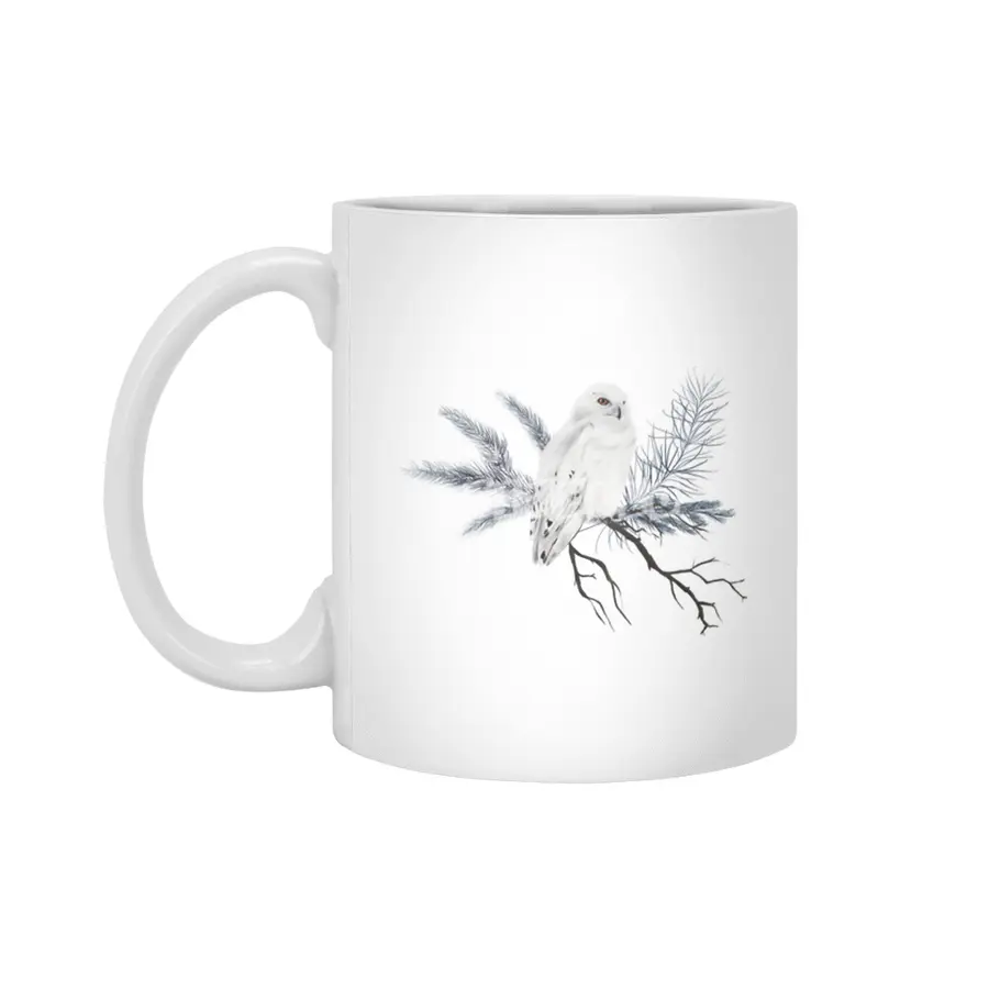 An illustration of a winter white owl Beyaz Kupa