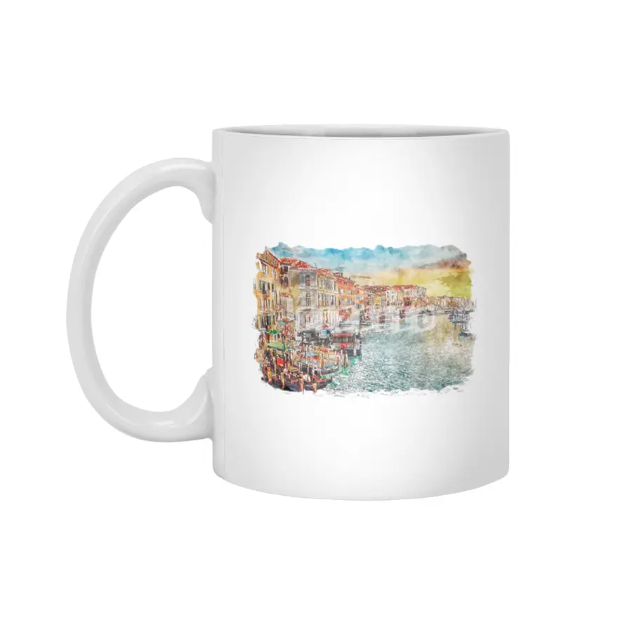 Venice Watercolor Beyaz Kupa