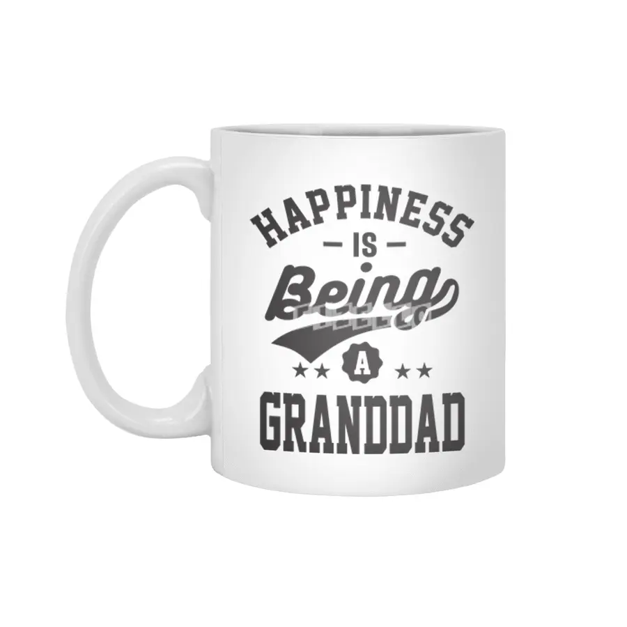 Happiness is Being a Granddad T-shirt Gift Beyaz Kupa