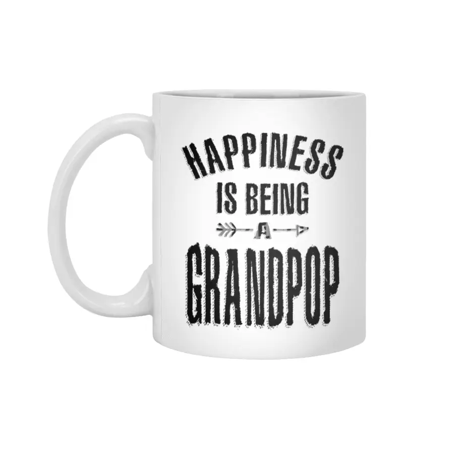 Mens Happiness is Being a Grandpop | Dad and Grandpa Beyaz Kupa