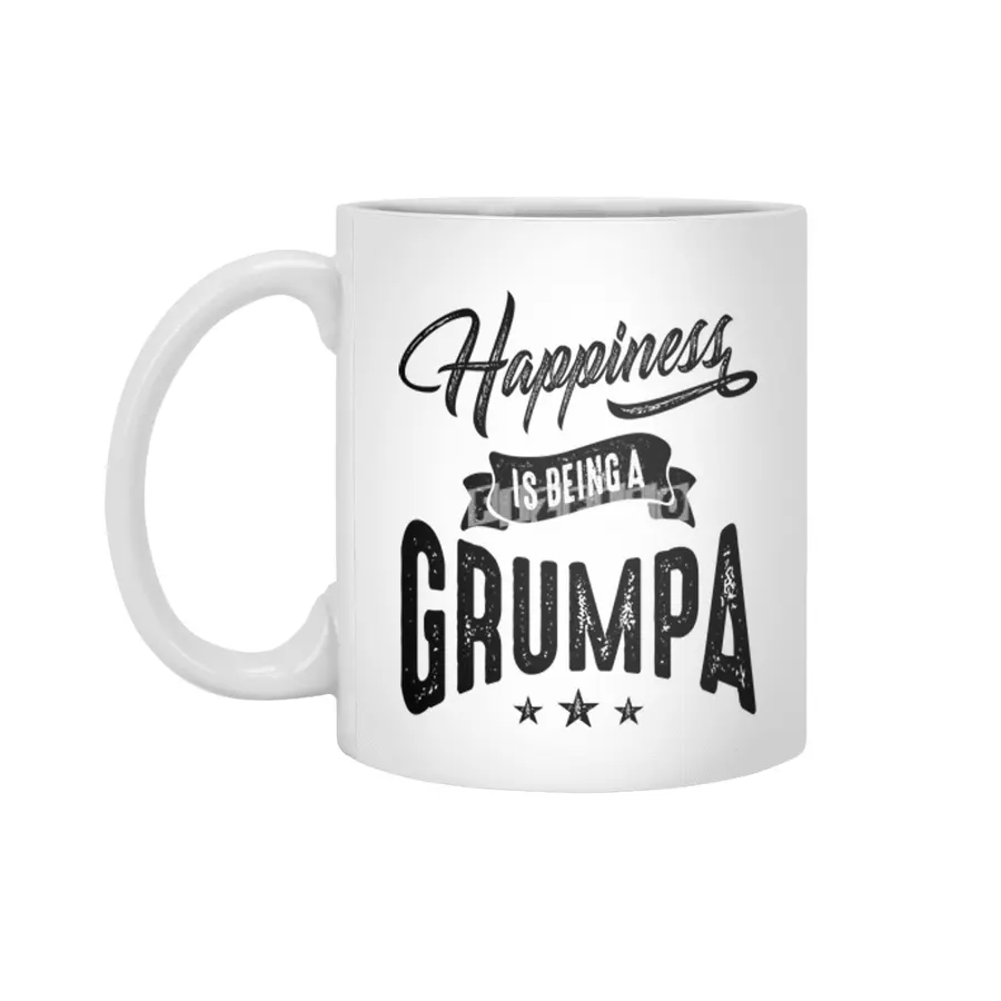 Mens Happiness is Being a Grumpa Grandpa Gift Beyaz Kupa