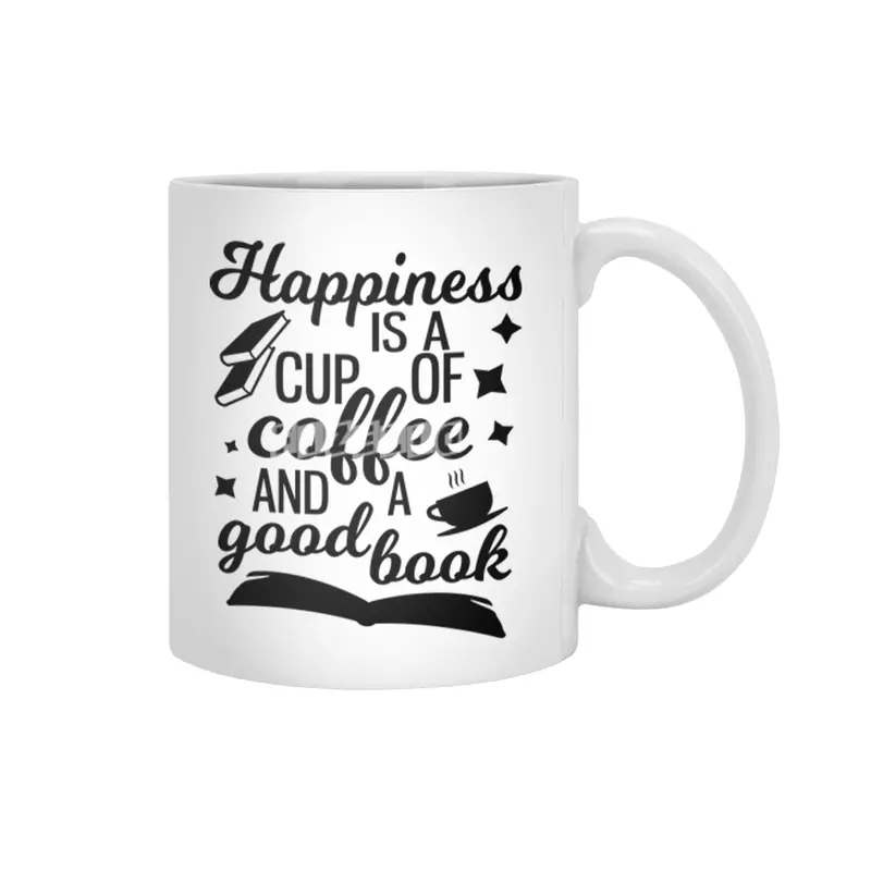 Happiness is a Cup of Coffee and a Good Book Beyaz Kupa