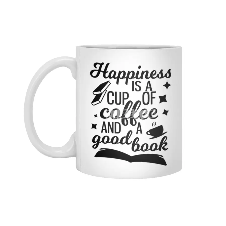 Happiness is a Cup of Coffee and a Good Book Beyaz Kupa