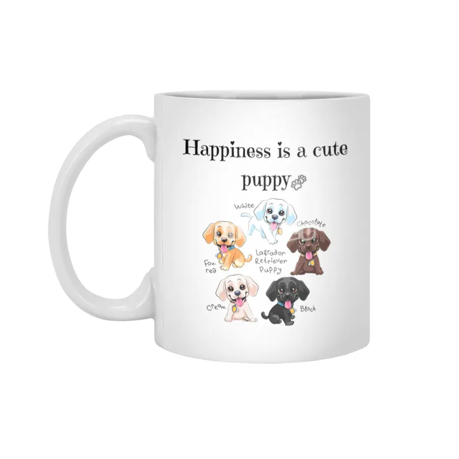 Happiness is a cute puppy Beyaz Kupa