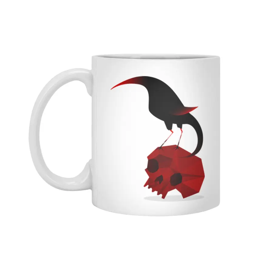 Raven and Skull Beyaz Kupa