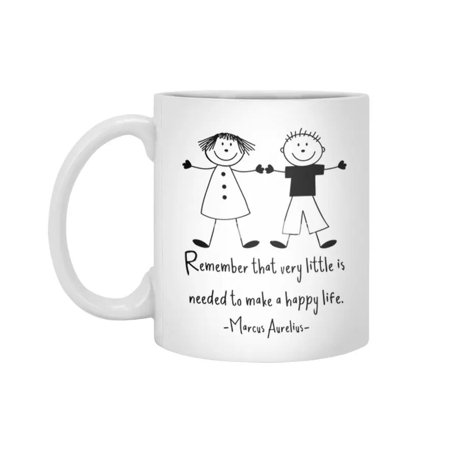 Happy Life Marcus Aurelius Stoic Quote Carpe Diem Beyaz Kupa