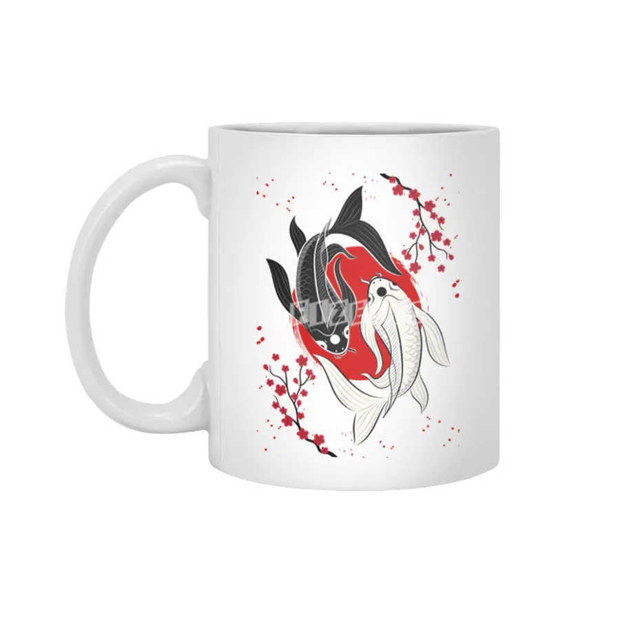 Koi Fish Yin Yang Beyaz Kupa