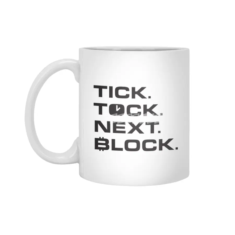 Bitcoin Design - Tick Tock Next Block Beyaz Kupa