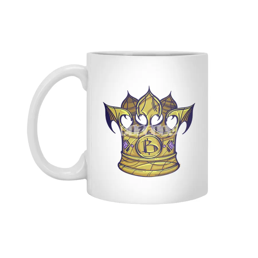 Bitcoin Crown Illustration Beyaz Kupa