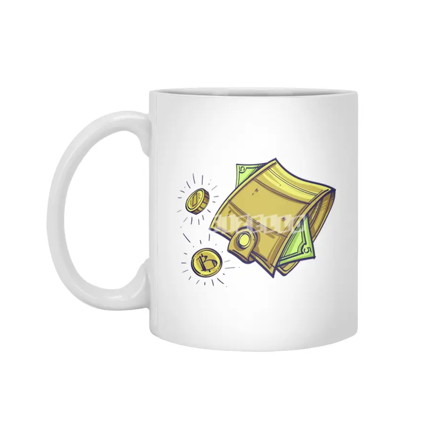 Bitcoin Wallet Color Illustration Beyaz Kupa