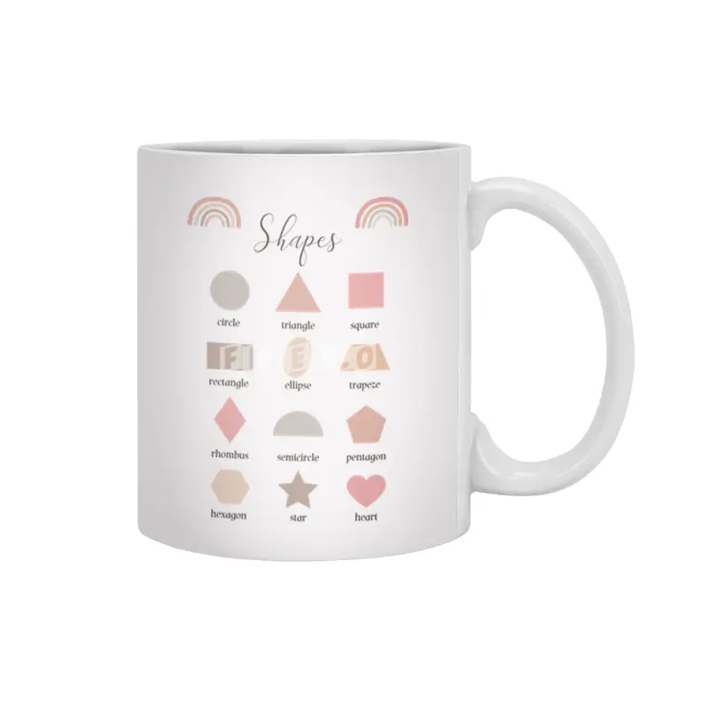 Shapes beautiful print for little kids - educational print - from circle to heart Beyaz Kupa
