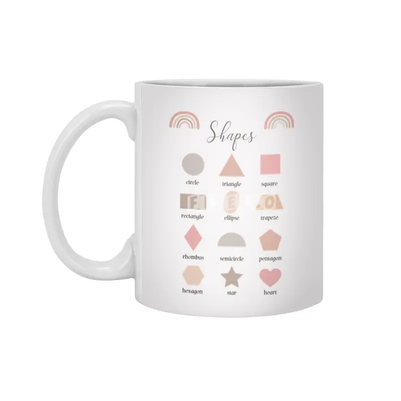 Shapes beautiful print for little kids - educational print - from circle to heart Beyaz Kupa