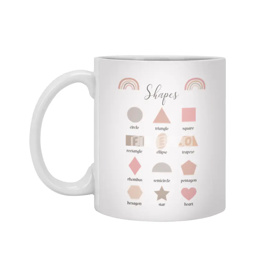 Shapes beautiful print for little kids - educational print - from circle to heart Beyaz Kupa