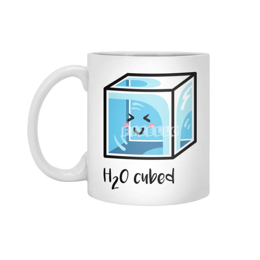 H2O Cubed Ice Block Chemistry Science Joke Beyaz Kupa