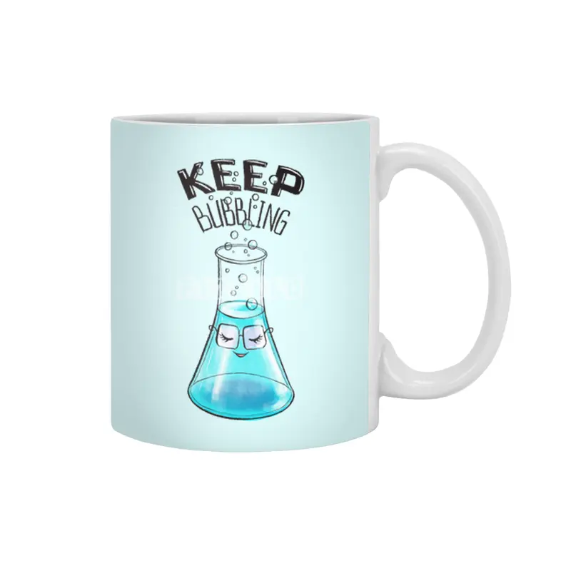 Cute Flask Character Nerdy Chemistry Lab Art Beyaz Kupa