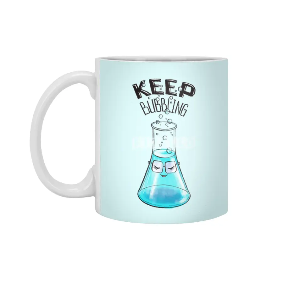 Cute Flask Character Nerdy Chemistry Lab Art Beyaz Kupa