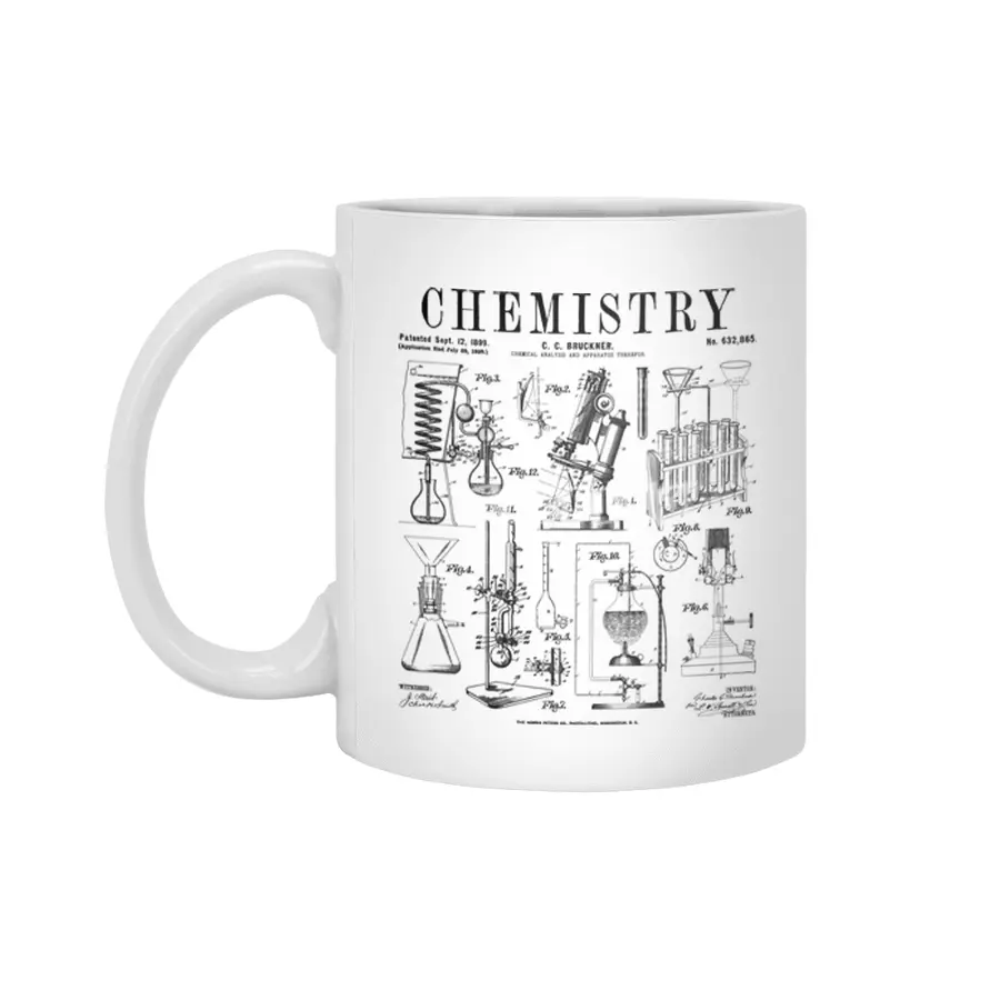 Chemistry Teacher Student Science Laboratory Vintage Patent Beyaz Kupa