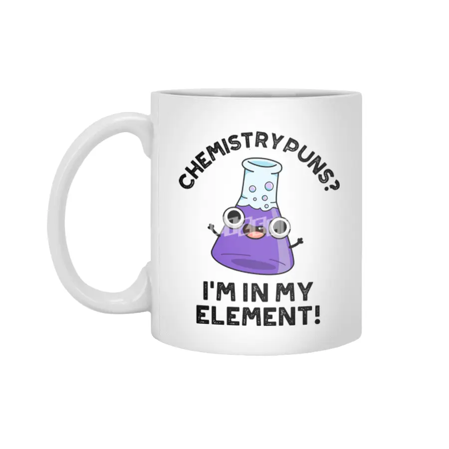 Chemistry Puns I'm In My Element Cute Chemical Pun Beyaz Kupa