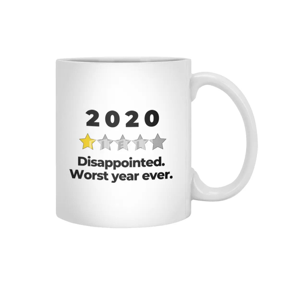 2020 Bad Year Review One Star Rating Cute Funny Joke October September Sarcastic Class Motivational Beyaz Kupa
