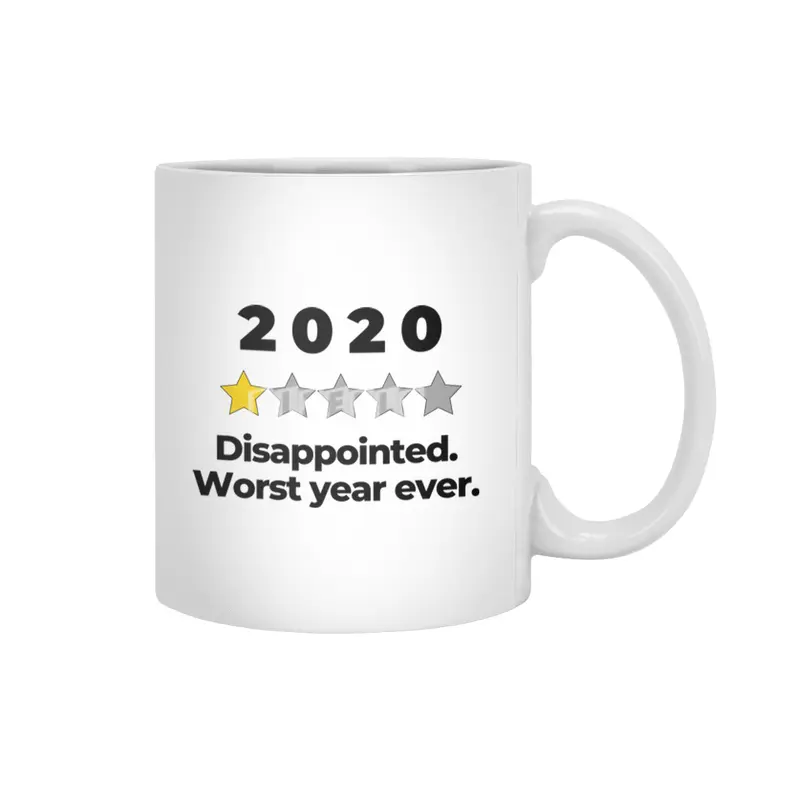 2020 Bad Year Review One Star Rating Cute Funny Joke October September Sarcastic Class Motivational Beyaz Kupa