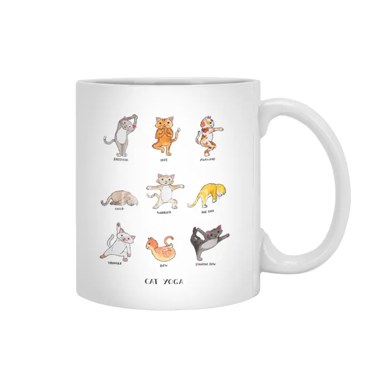 Cat yoga Beyaz Kupa