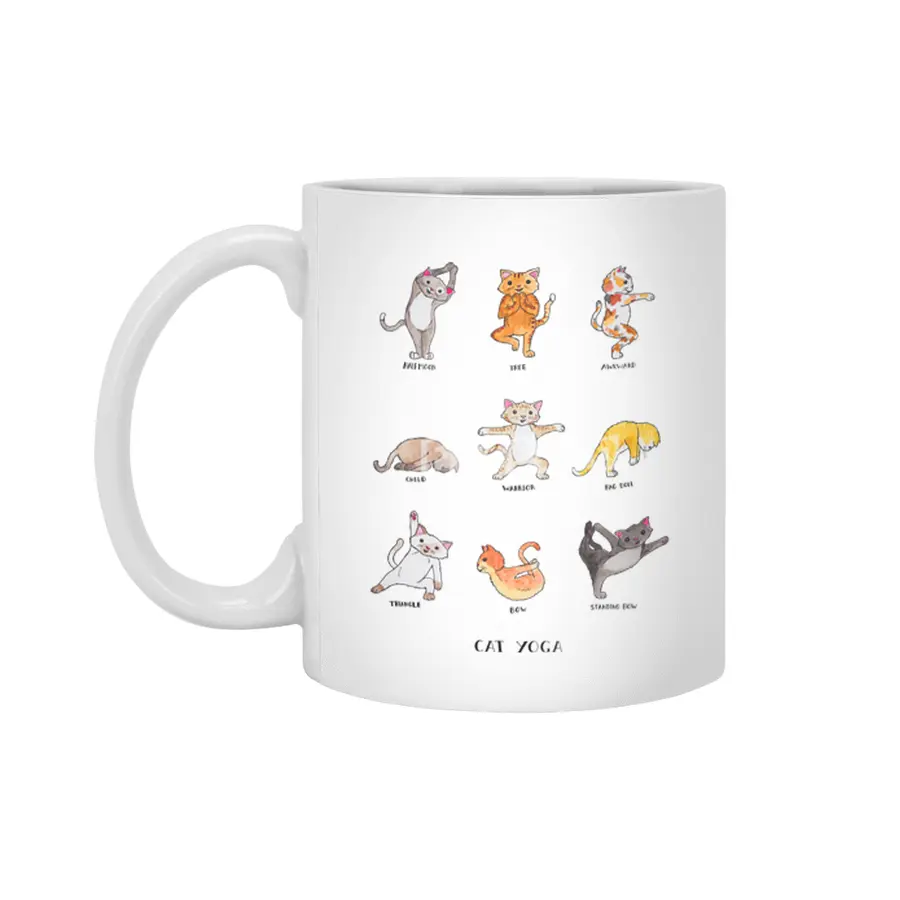 Cat yoga Beyaz Kupa