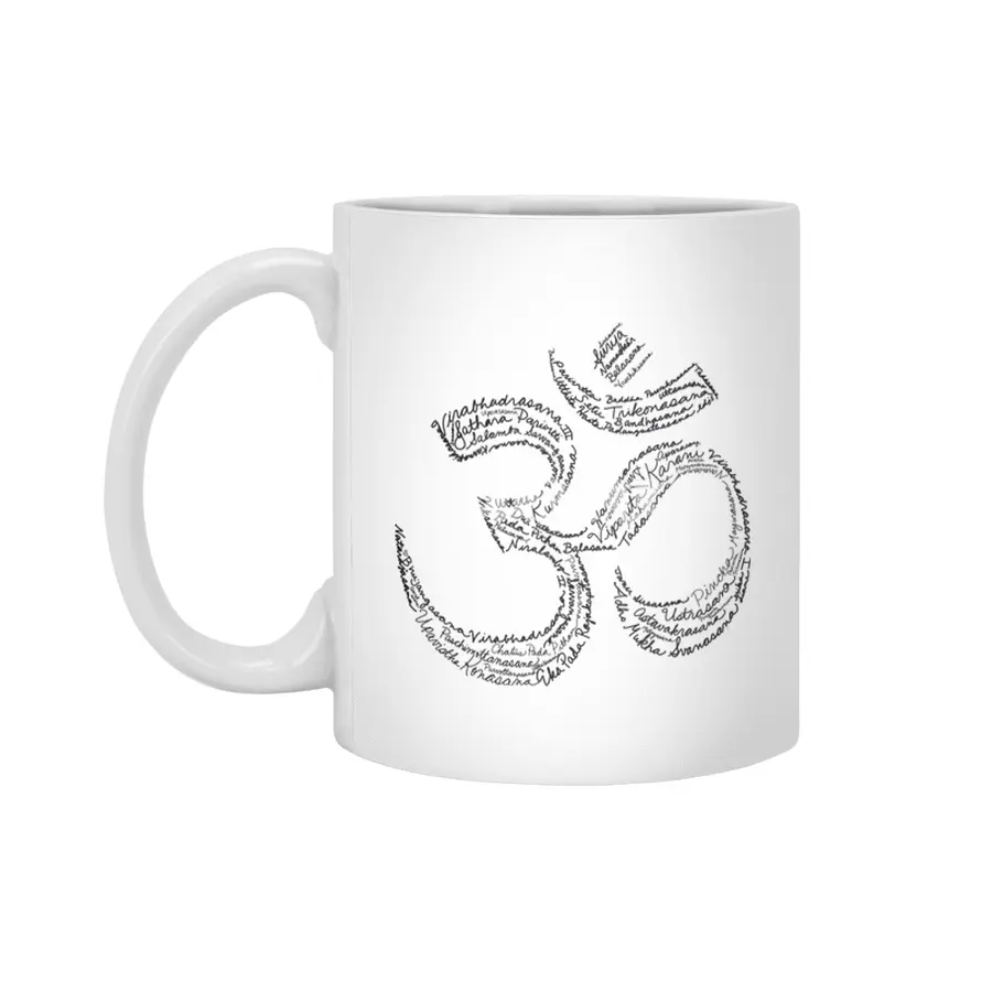 Yoga Om Word Art Beyaz Kupa