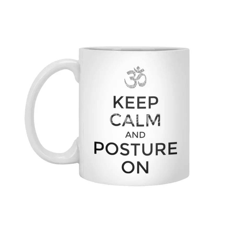 Yoga posture - keep calm Beyaz Kupa
