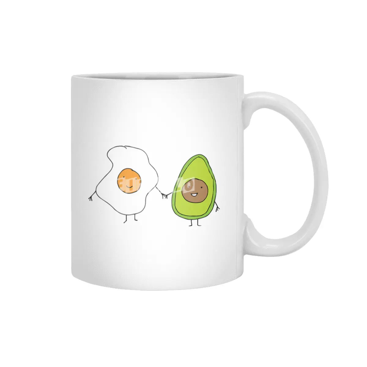 Egg and Avocado Friends Beyaz Kupa