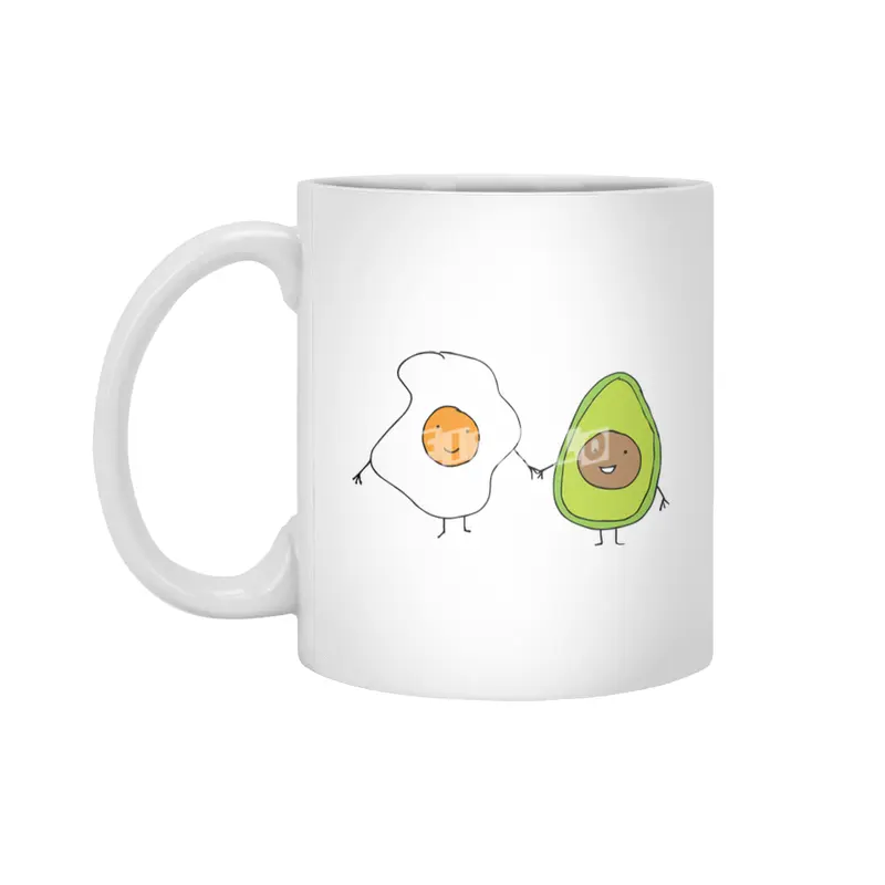 Egg and Avocado Friends Beyaz Kupa