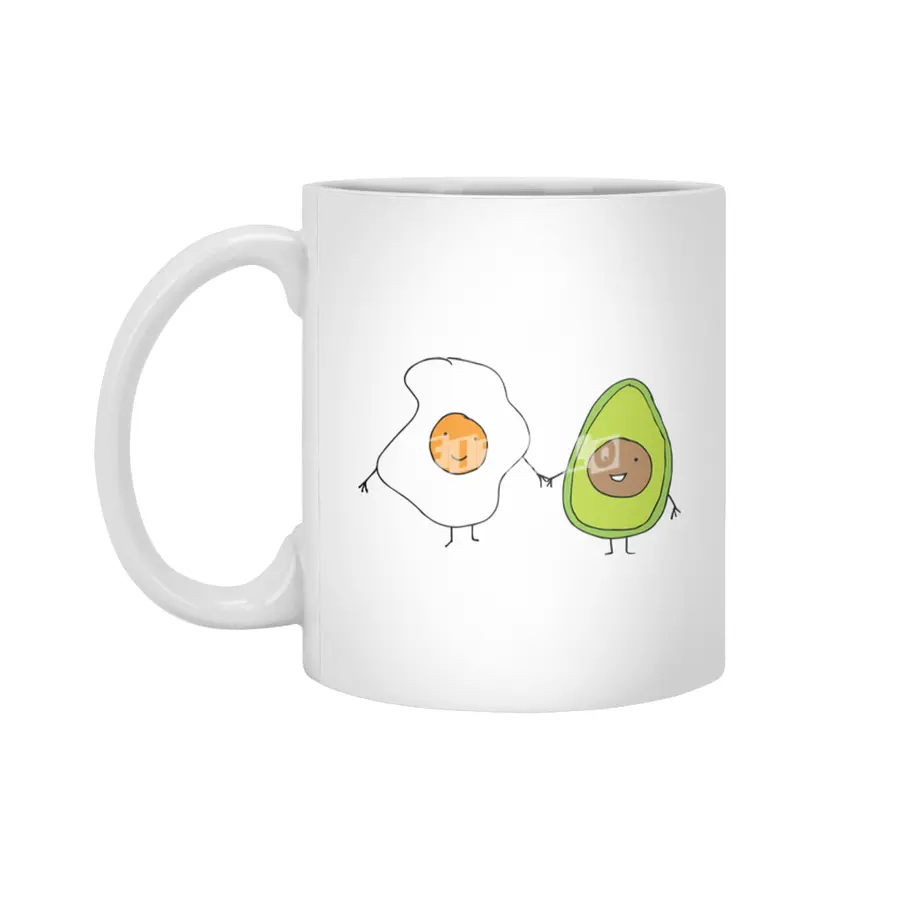 Egg and Avocado Friends Beyaz Kupa