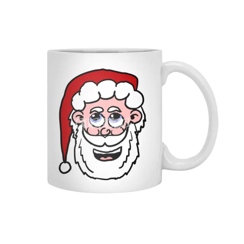 Cartoon Santa Head Beyaz Kupa