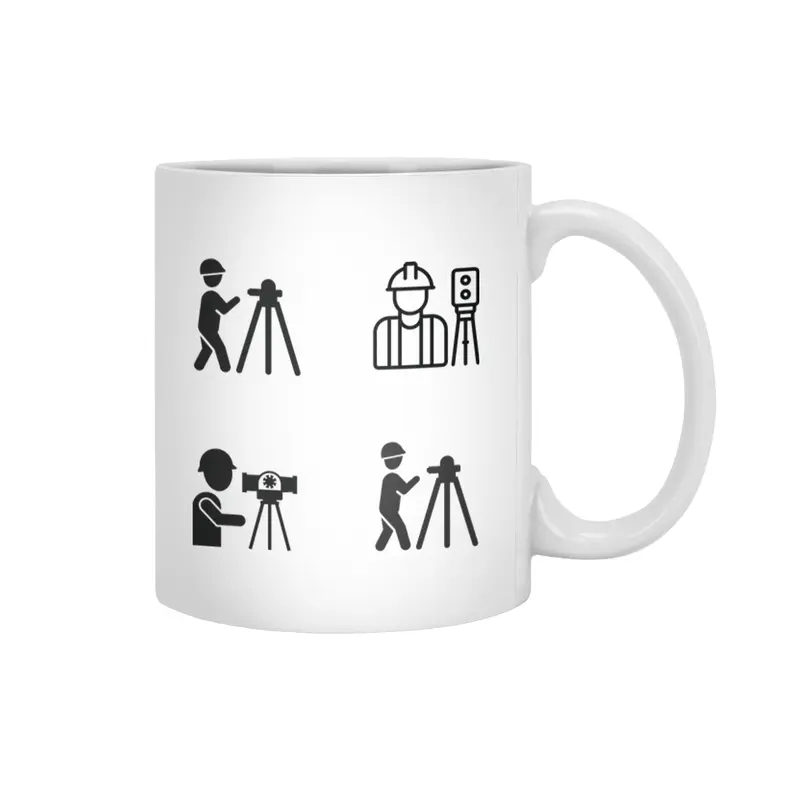 Land survey and civil engineer working with his equipment. Flat style modern Beyaz Kupa